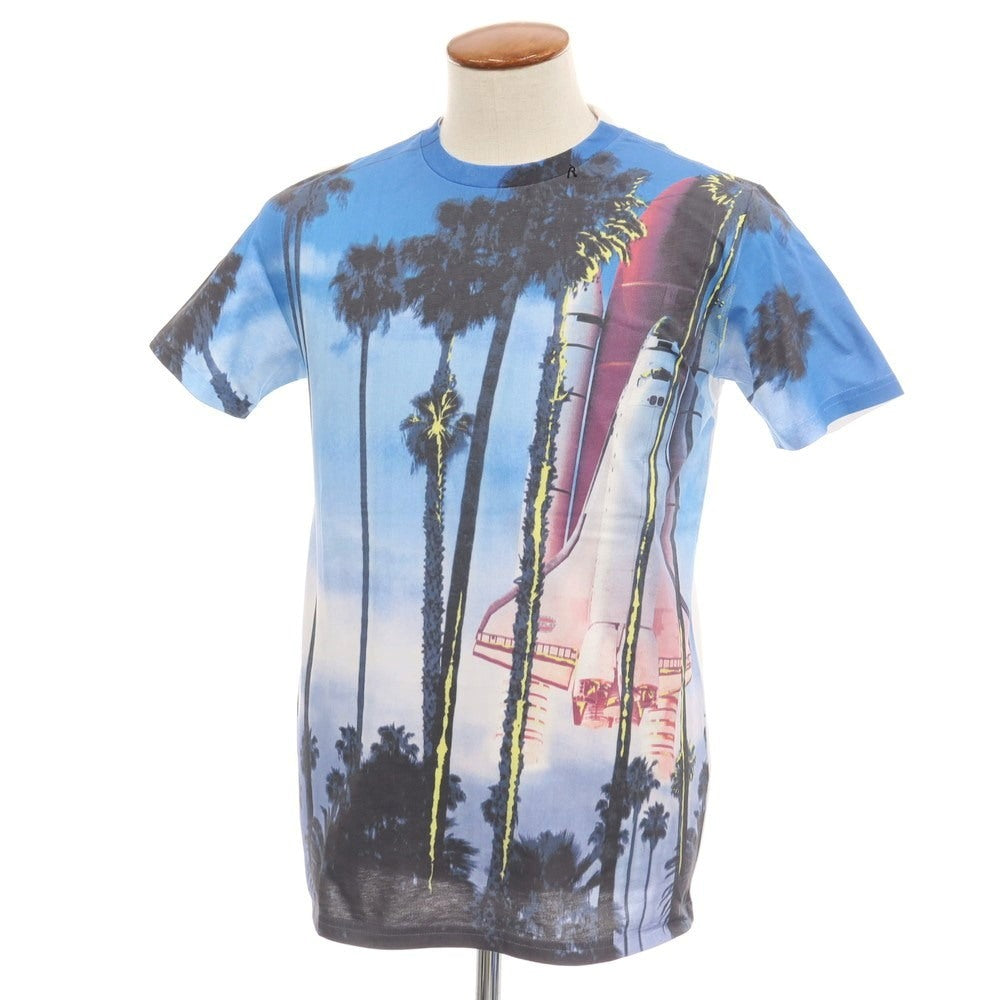 【中古】【未使用】リプレイ REPLAY コットン プリント クルーネック 半袖Ｔシャツ ホワイトxブルー【サイズＭ】【 状態ランクS 】【 メンズ 】