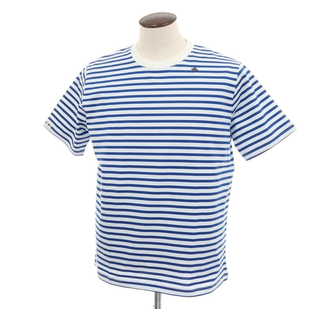 【中古】【未使用】ジーステージ g-stage コットン ボーダー クルーネック 半袖Ｔシャツ ブルーxライトブルー【サイズ50】【 状態ランクS 】【 メンズ 】