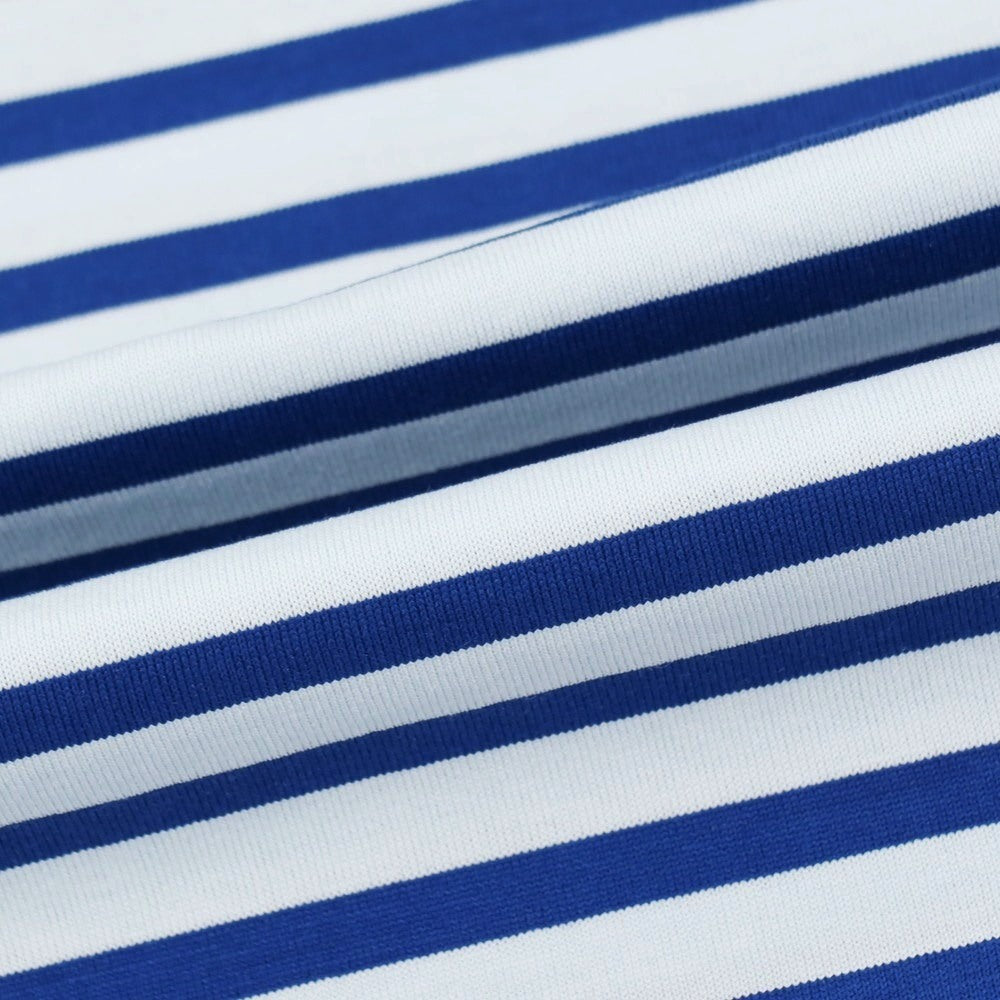 【中古】【未使用】ジーステージ g-stage コットン ボーダー クルーネック 半袖Ｔシャツ ブルーxライトブルー【サイズ50】【 状態ランクS 】【 メンズ 】