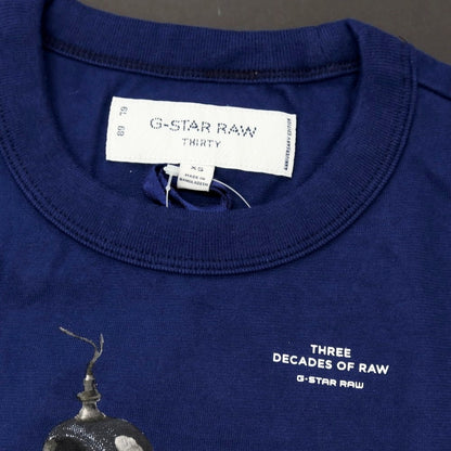 【中古】【未使用】ジースターロウ G-STAR RAW コットン クルーネック 半袖Ｔシャツ ネイビー【サイズXS】【 状態ランクS 】【 メンズ 】