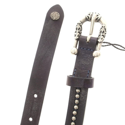 【中古】【未使用】リプレイ REPLAY カウレザー スタッズ ベルト ネイビーxシルバー【 80（紙タグ表記） 】【 状態ランクS 】【 メンズ 】