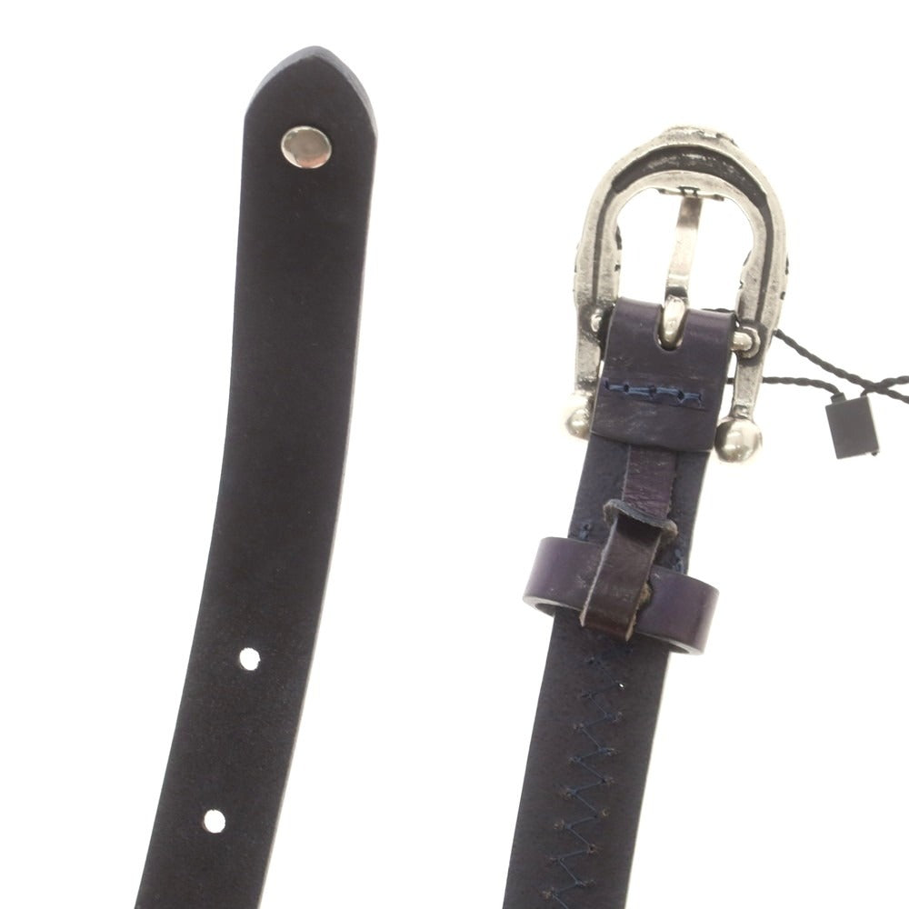 【中古】【未使用】リプレイ REPLAY カウレザー スタッズ ベルト ネイビーxシルバー【 80（紙タグ表記） 】【 状態ランクS 】【 メンズ 】