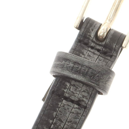 【中古】【未使用】リプレイ REPLAY カウレザー ベルト ブラックxシルバー【 85（紙タグ表記） 】【 状態ランクS 】【 メンズ 】