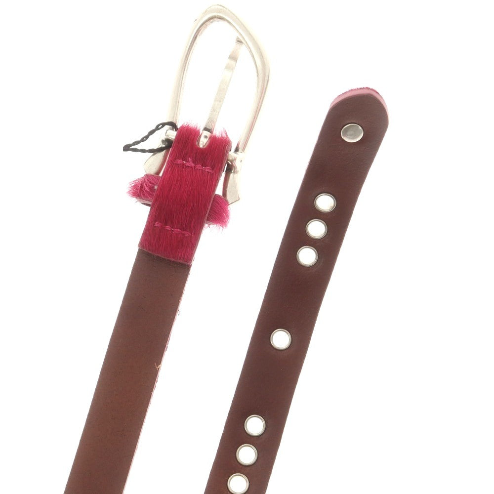 【中古】【未使用】リプレイ REPLAY ハラコレザー ベルト ピンクxシルバー【 サイズ80（紙タグ表記） 】【 状態ランクS 】【 メンズ 】 [BPD]