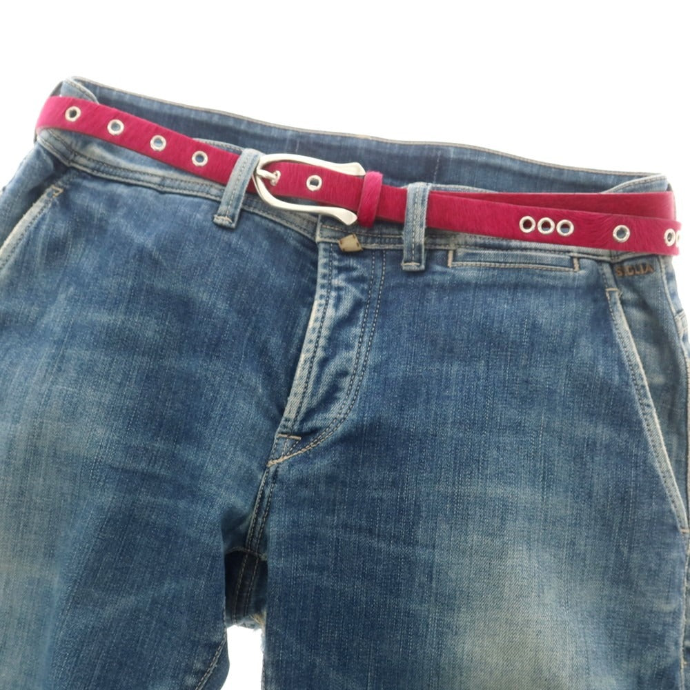 【中古】【未使用】リプレイ REPLAY ハラコレザー ベルト ピンクxシルバー【 80（紙タグ表記） 】【 状態ランクS 】【 メンズ 】