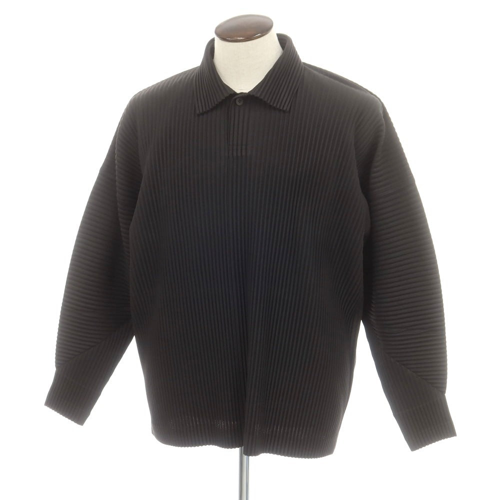 【中古】オム プリッセ イッセイミヤケ HOMME PLISSE ISSEY MIYAKE 2025年秋冬 ポリエステル系 プリーツ 長袖ポロシャツ ブラック【 表記なし（L位） 】【 状態ランクA 】【 メンズ 】