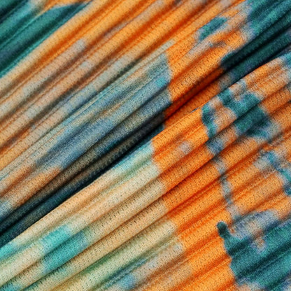 【中古】オム プリッセ イッセイミヤケ HOMME PLISSE ISSEY MIYAKE 2025年秋冬 ポリエステル系 プリーツ 半袖トップ グリーンxオレンジ【 表記なし（L位） 】【 状態ランクA 】【 メンズ 】