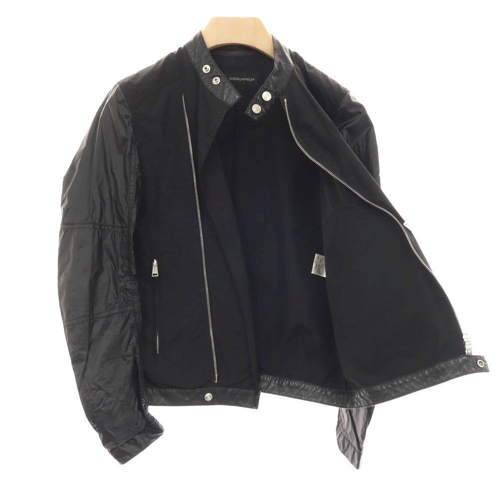【中古】ディースクエアード DSQUARED2 ナイロンポリエステル ライダースジャケット ブラック【サイズ42】【 状態ランクC 】【 メンズ 】[BPD]