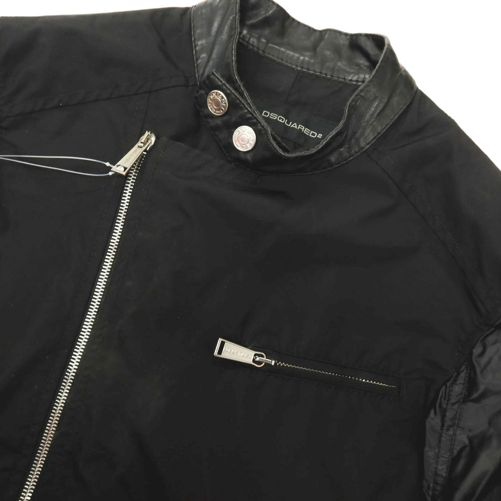 【中古】ディースクエアード DSQUARED2 ナイロンポリエステル ライダースジャケット ブラック【サイズ42】【 状態ランクC 】【 メンズ 】[BPD]