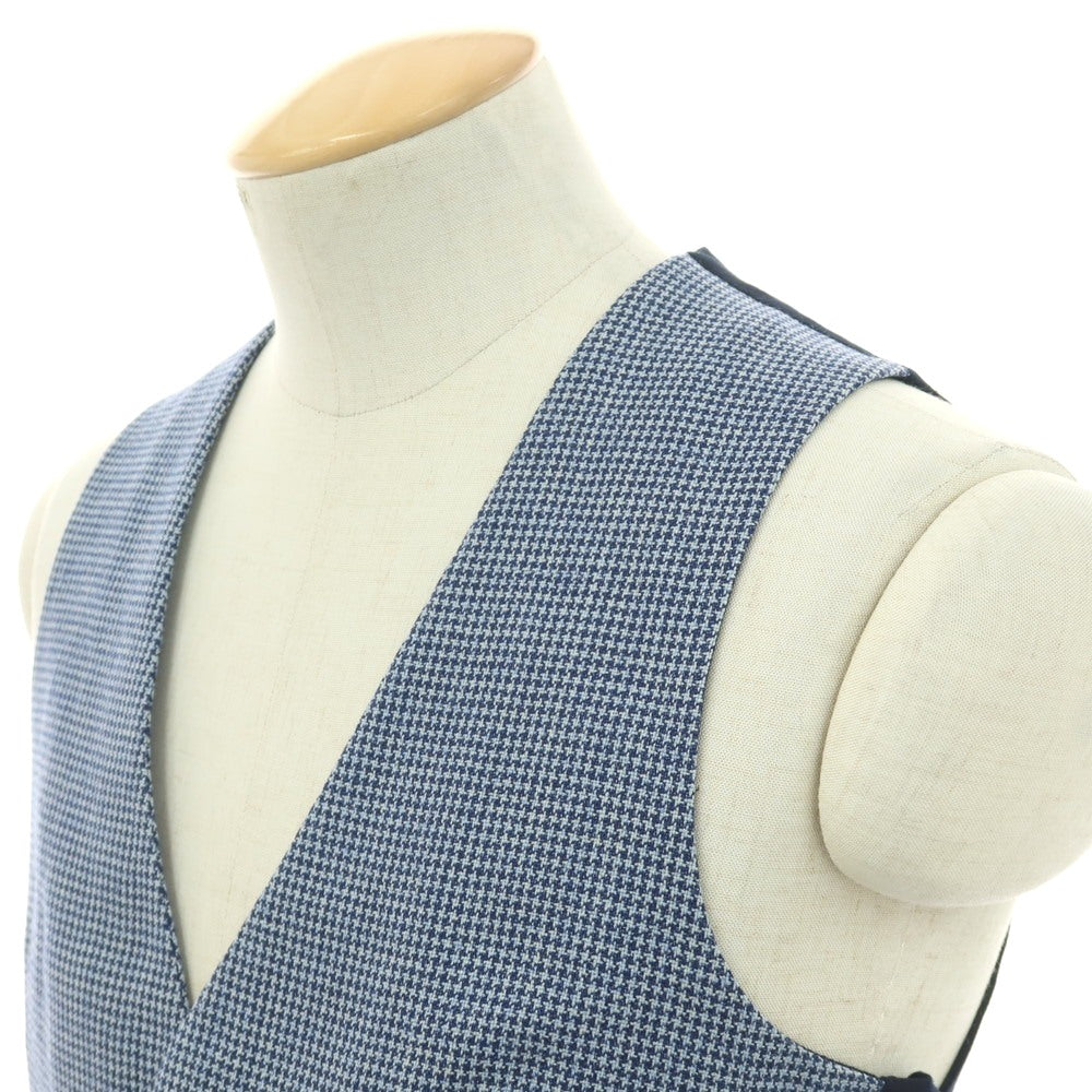 【中古】ラルディーニ LARDINI ウールリネン ハウンドトゥース カジュアル系ジレ ベスト ネイビーxホワイト【 44 】【 状態ランクB 】【 メンズ 】