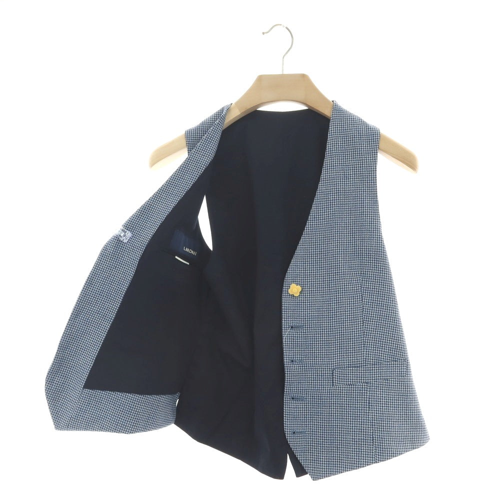 【中古】ラルディーニ LARDINI ウールリネン ハウンドトゥース カジュアル系ジレ ベスト ネイビーxホワイト【 44 】【 状態ランクB 】【 メンズ 】