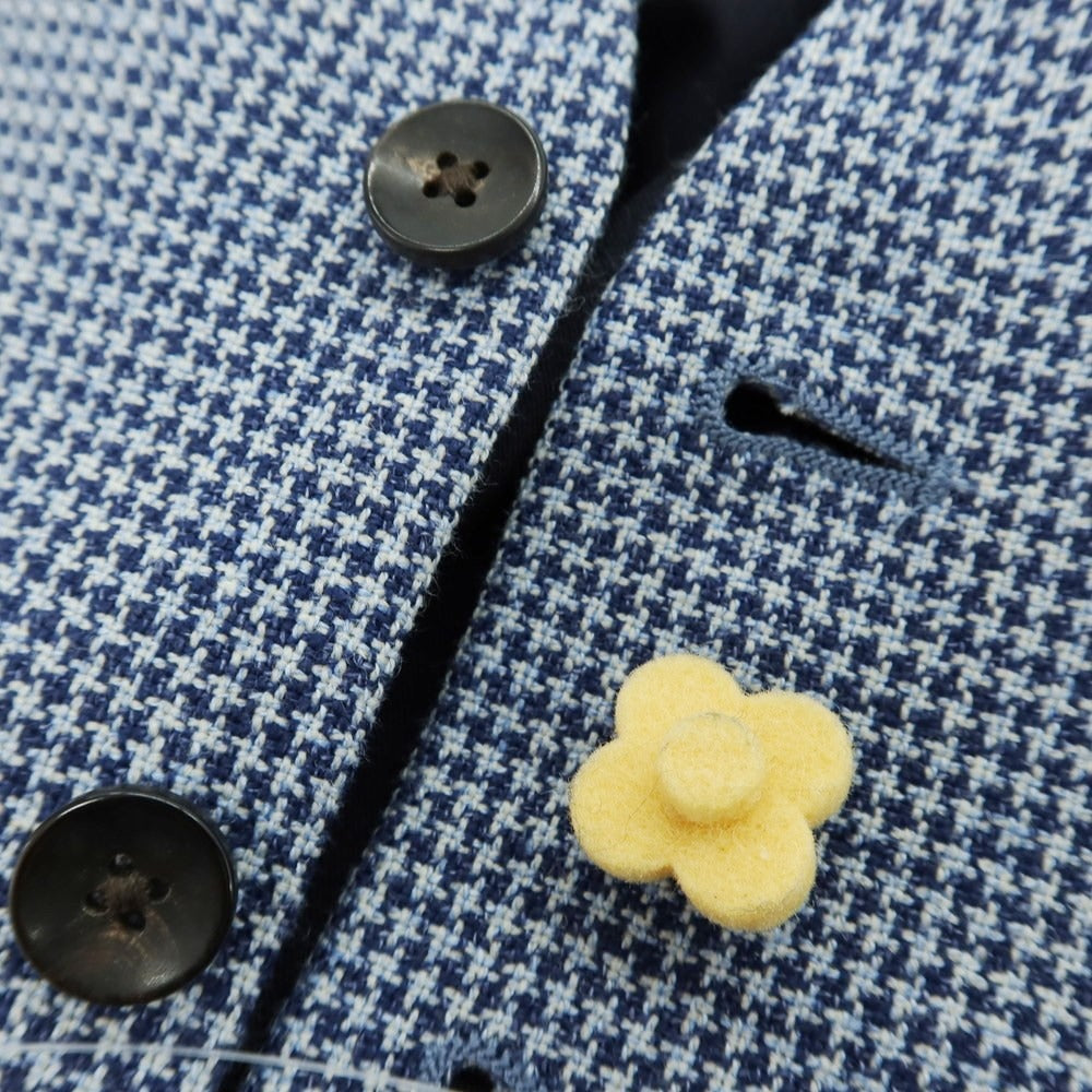 【中古】ラルディーニ LARDINI ウールリネン ハウンドトゥース カジュアル系ジレ ベスト ネイビーxホワイト【 44 】【 状態ランクB 】【 メンズ 】