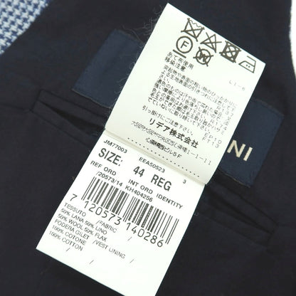 【中古】ラルディーニ LARDINI ウールリネン ハウンドトゥース カジュアル系ジレ ベスト ネイビーxホワイト【 44 】【 状態ランクB 】【 メンズ 】