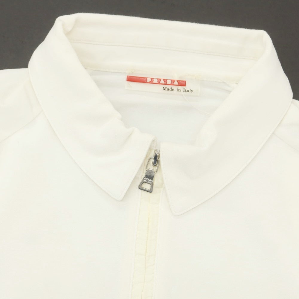 【中古】プラダスポーツ PRADA SPORTS ストレッチ コットン ハーフジップ 長袖ポロシャツ アイボリー【 M 】【 状態ランクC 】【 メンズ 】