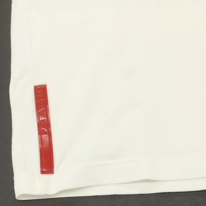 【中古】プラダスポーツ PRADA SPORTS ストレッチ コットン ハーフジップ 長袖ポロシャツ アイボリー【 M 】【 状態ランクC 】【 メンズ 】