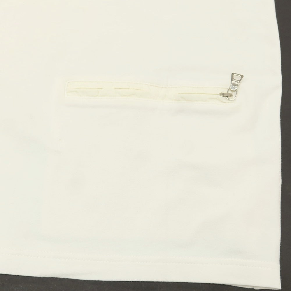 【中古】プラダスポーツ PRADA SPORTS ストレッチ コットン ハーフジップ 長袖ポロシャツ アイボリー【 M 】【 状態ランクC 】【 メンズ 】