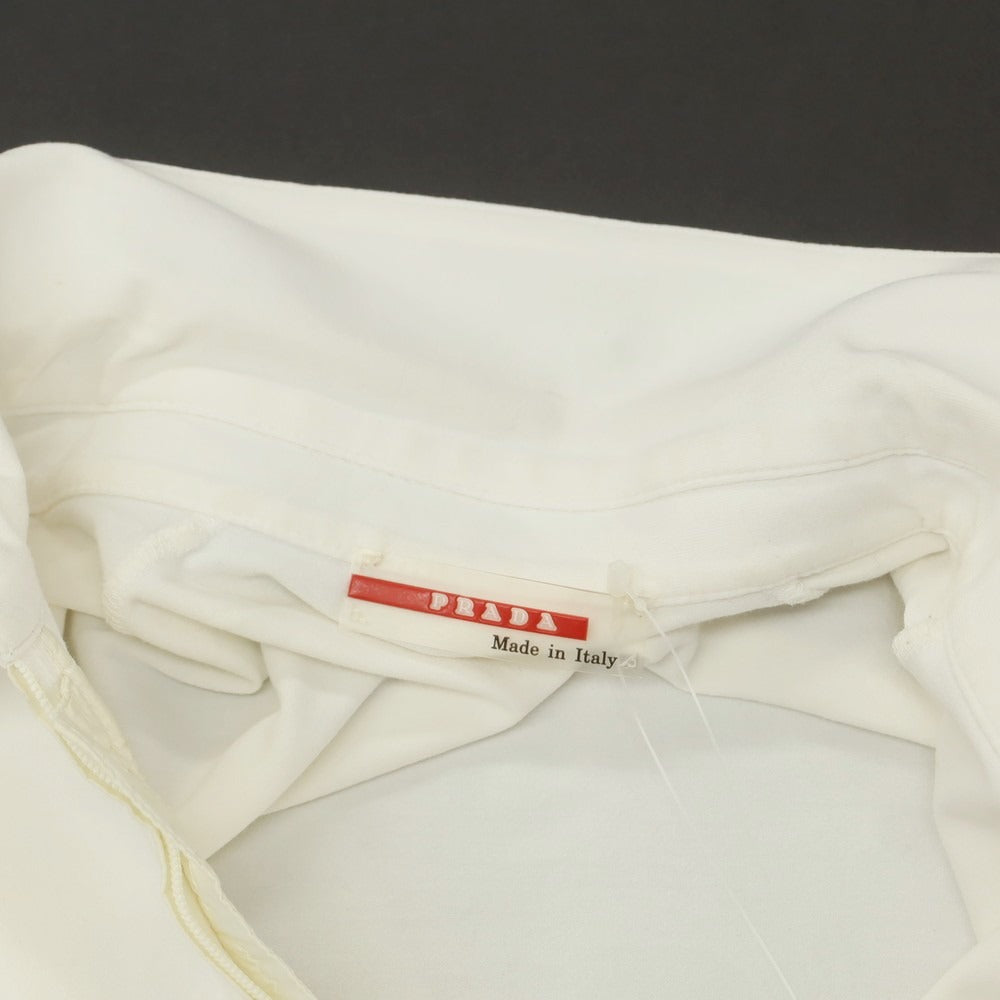 【中古】プラダスポーツ PRADA SPORTS ストレッチ コットン ハーフジップ 長袖ポロシャツ アイボリー【 M 】【 状態ランクC 】【 メンズ 】