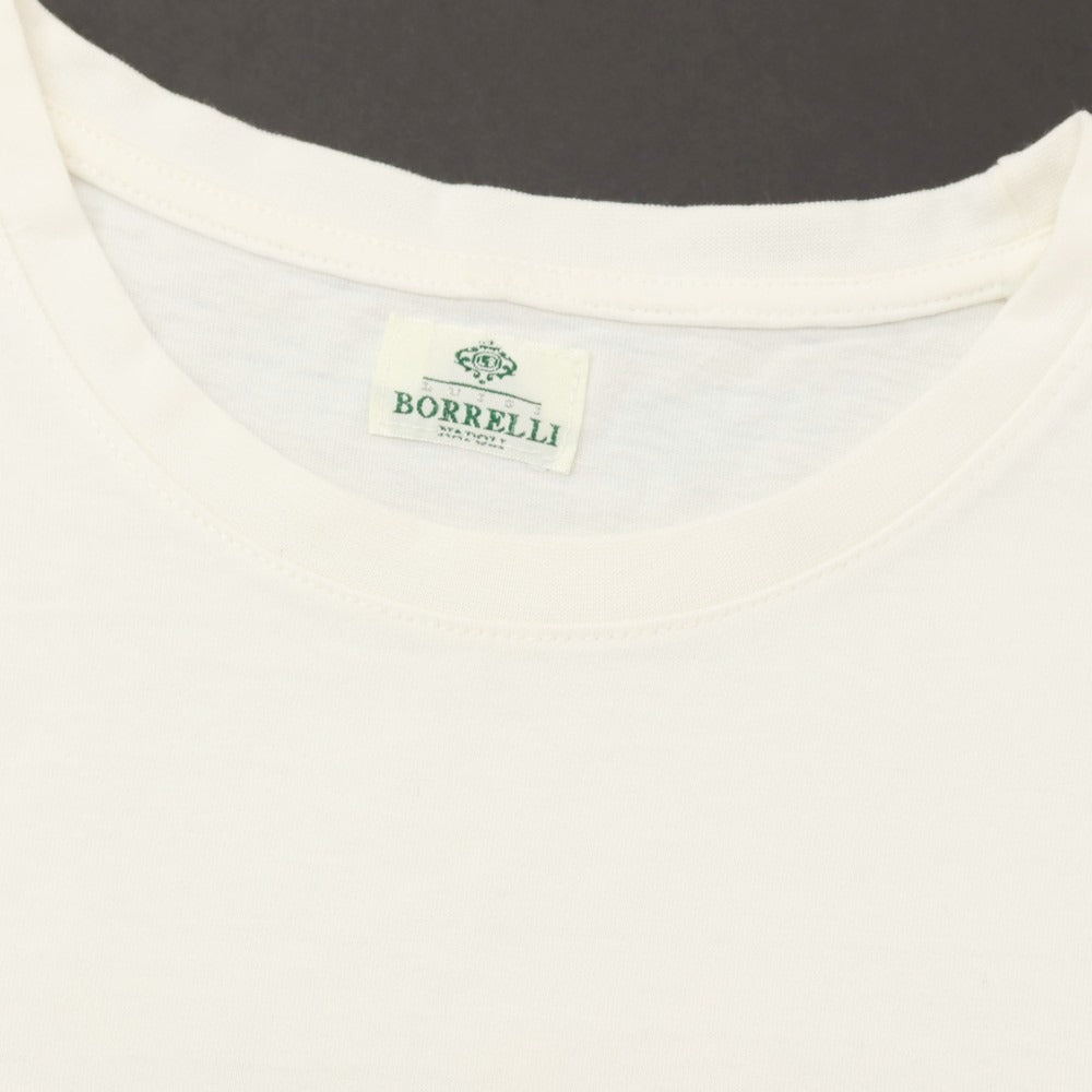 【中古】ルイジ ボレッリ Luigi Borrelli コットン クルーネック 半袖Ｔシャツ オフホワイト【 サイズS 】【 状態ランクC 】【 メンズ 】 [BPD]
