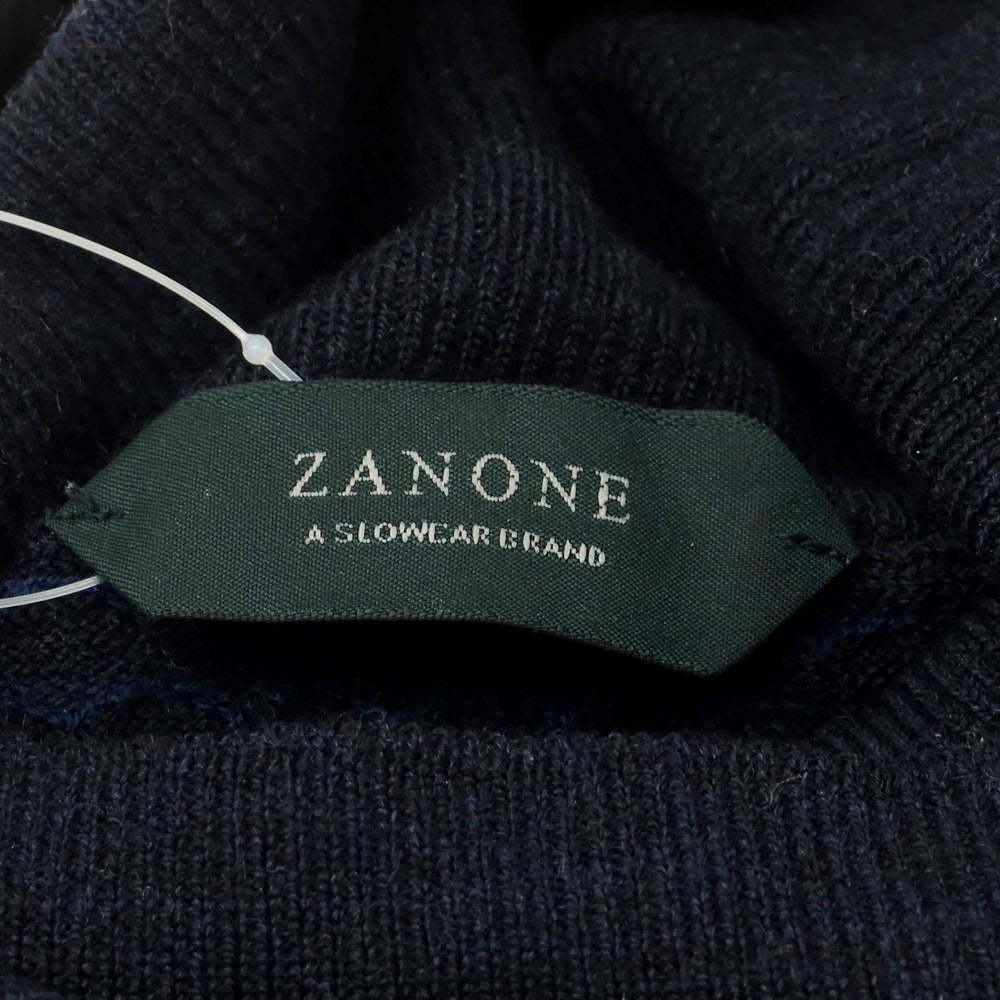 【中古】ザノーネ ZANONE ウールナイロン タートルネック プルオーバーニット ネイビー【 46 】【 状態ランクC 】【 メンズ 】