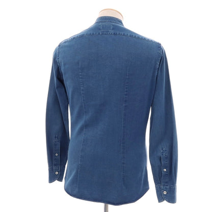 【中古】ジャンネット giannetto コットン ダンガリー バンドカラー カジュアルシャツ ブルー【 XS 】【 状態ランクC 】【 メンズ 】