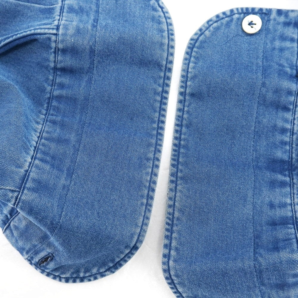 【中古】ジャンネット giannetto コットン ダンガリー バンドカラー カジュアルシャツ ブルー【 XS 】【 状態ランクC 】【 メンズ 】