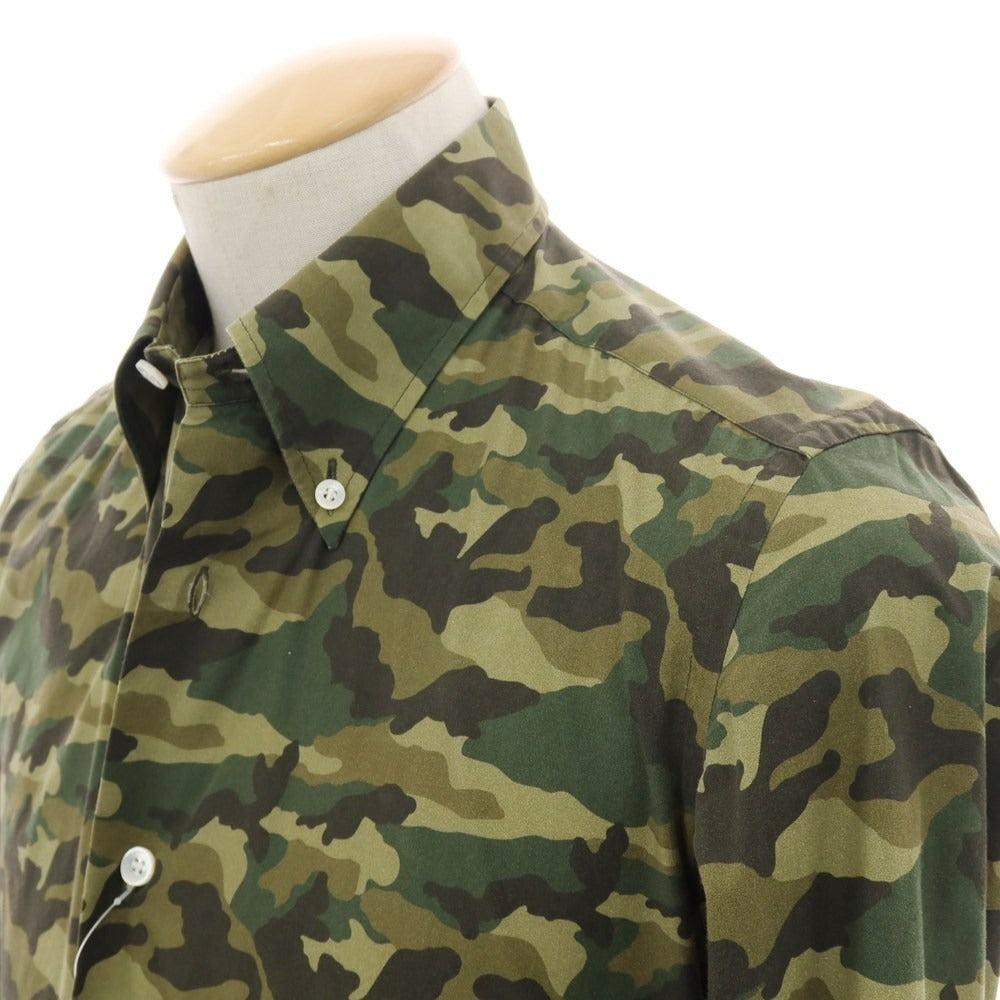 【中古】エリコフォルミコラ ERRICO FORMICOLA コットン カモフラ ボタンダウン カジュアルシャツ グリーン系【 37 】【 状態ランクC 】【 メンズ 】