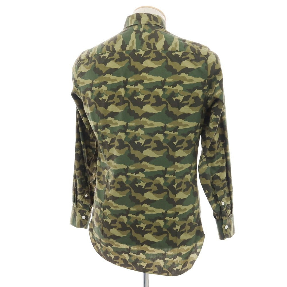 【中古】エリコフォルミコラ ERRICO FORMICOLA コットン カモフラ ボタンダウン カジュアルシャツ グリーン系【 37 】【 状態ランクC 】【 メンズ 】