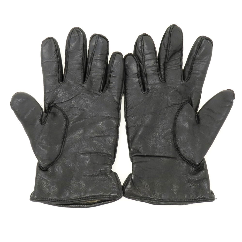 【中古】ジリオ フィオレンティーノ GIGLIO FIORENTINO レザー×ウール 手袋 ブラック【 8 1/2 】【 状態ランクC 】【 メンズ 】