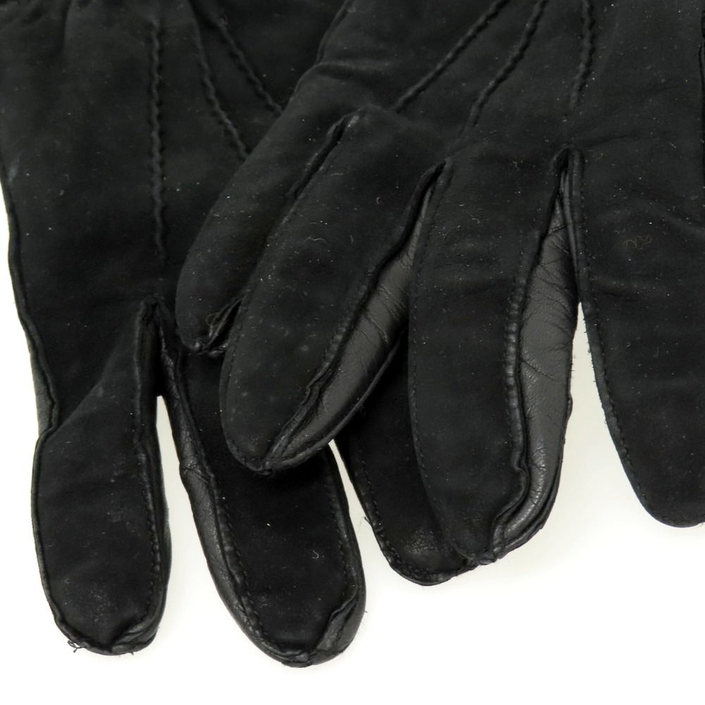 【中古】ジリオ フィオレンティーノ GIGLIO FIORENTINO レザー×ウール 手袋 ブラック【 8 1/2 】【 状態ランクC 】【 メンズ 】