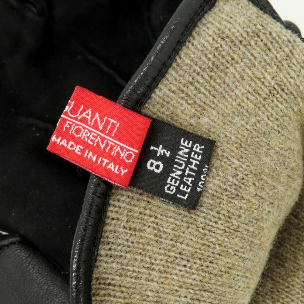 【中古】ジリオ フィオレンティーノ GIGLIO FIORENTINO レザー×ウール 手袋 ブラック【 8 1/2 】【 状態ランクC 】【 メンズ 】