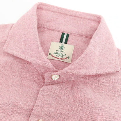 【中古】ルイジ ボレッリ Luigi Borrelli コットン ホリゾンタルカラー カジュアルシャツ ピンク【 S 】【 状態ランクB 】【 メンズ 】