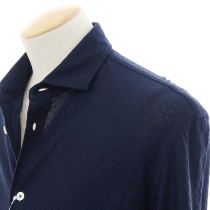 【中古】バルバ BARBA CLUTO コットン ワイドカラー カジュアルシャツ ネイビー【 38 】【 状態ランクB 】【 メンズ 】