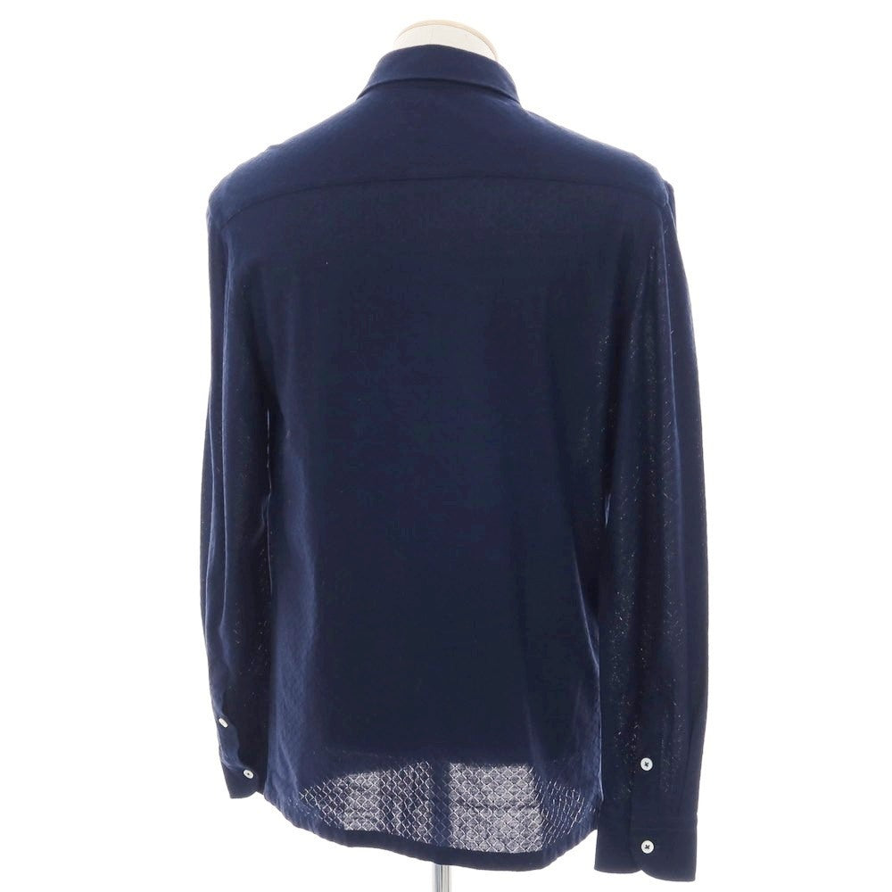 【中古】バルバ BARBA CLUTO コットン ワイドカラー カジュアルシャツ ネイビー【 38 】【 状態ランクB 】【 メンズ 】