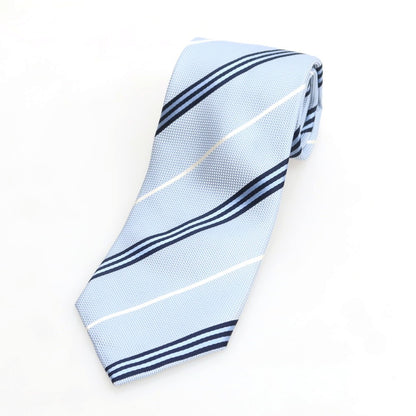 【中古】クリケット CRICKET シルク ストライプ柄ネクタイ ライトブルーxネイビー【 状態ランクB 】【 メンズ 】