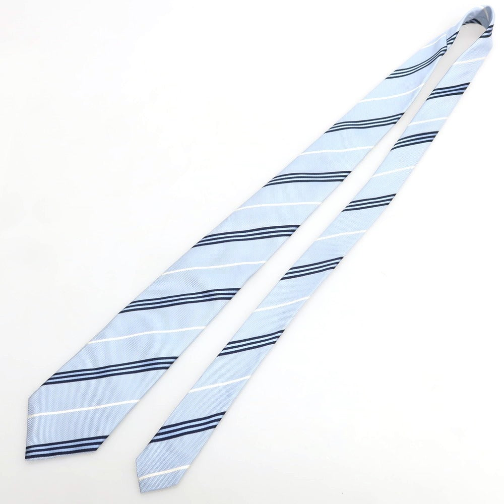 【中古】クリケット CRICKET シルク ストライプ柄ネクタイ ライトブルーxネイビー【 状態ランクB 】【 メンズ 】