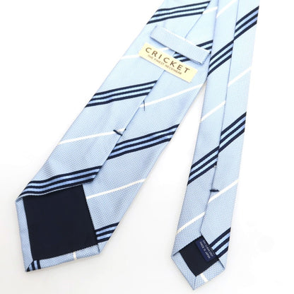 【中古】クリケット CRICKET シルク ストライプ柄ネクタイ ライトブルーxネイビー【 状態ランクB 】【 メンズ 】