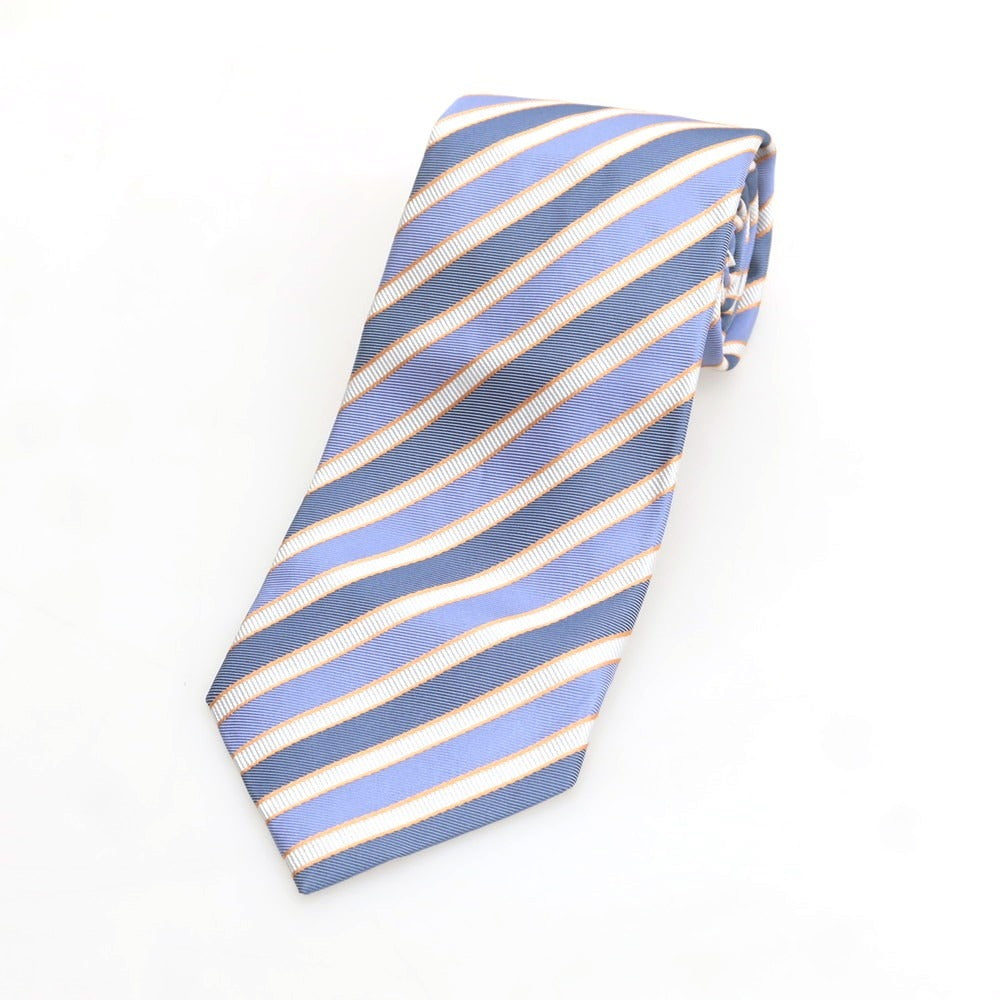 【中古】クリケット CRICKET シルク ストライプ柄ネクタイ ライトブルーxホワイト【 状態ランクB 】【 メンズ 】 [APD]