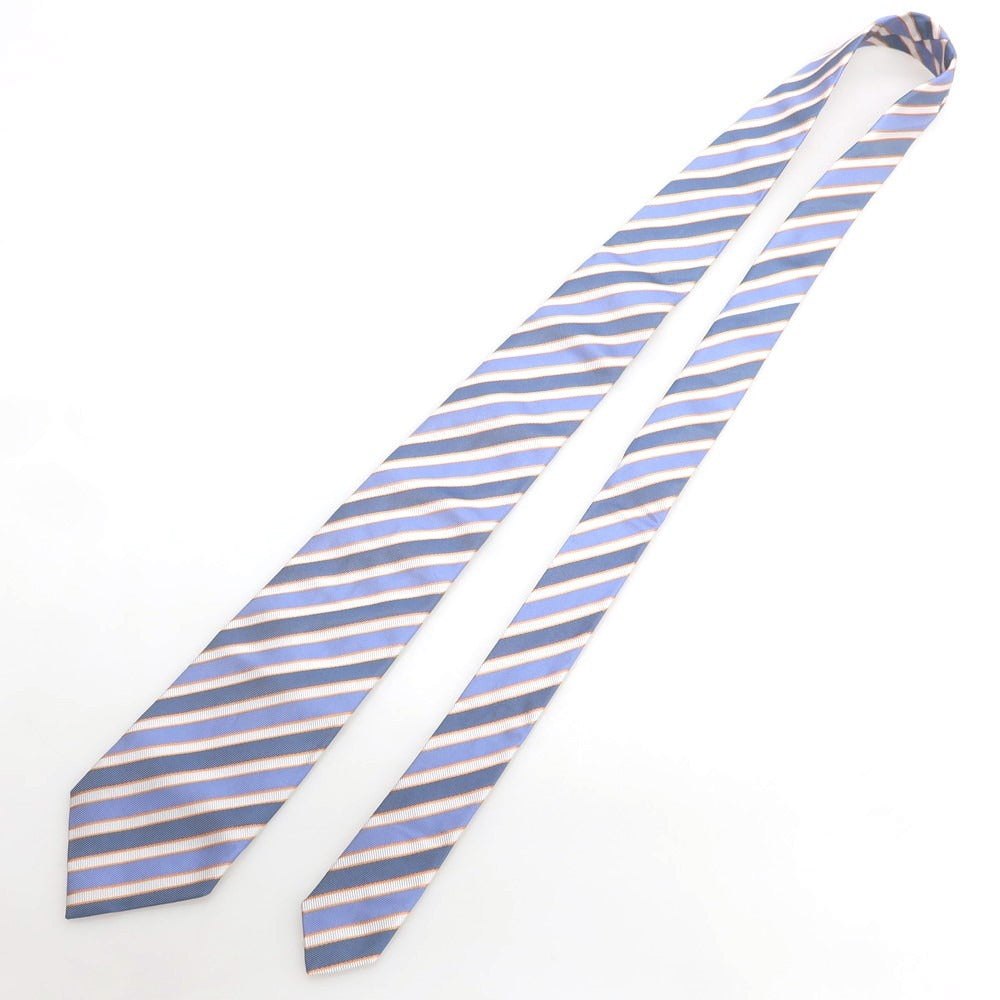 【中古】クリケット CRICKET シルク ストライプ柄ネクタイ ライトブルーxホワイト【 状態ランクB 】【 メンズ 】