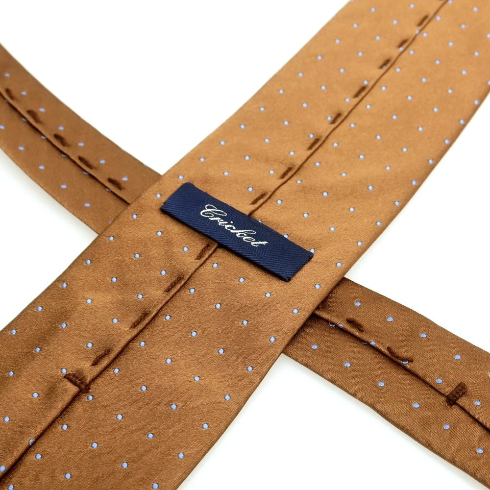 【中古】クリケット CRICKET シルク ドット柄ネクタイ ブラウンxライトブルー【 状態ランクC 】【 メンズ 】