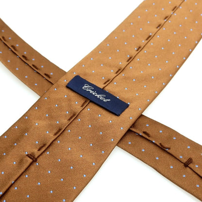 【中古】クリケット CRICKET シルク ドット柄ネクタイ ブラウンxライトブルー【 状態ランクC 】【 メンズ 】