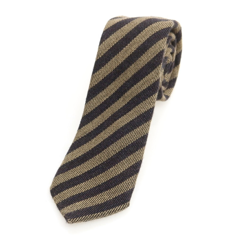 【中古】メイカーズシャツ カマクラ Makers Shirt 鎌倉 ウール ストライプ柄ネクタイ ベージュxブラック【 状態ランクB 】【 メンズ 】