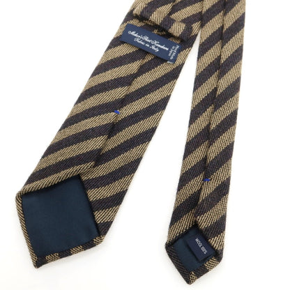 【中古】メイカーズシャツ カマクラ Makers Shirt 鎌倉 ウール ストライプ柄ネクタイ ベージュxブラック【 状態ランクB 】【 メンズ 】