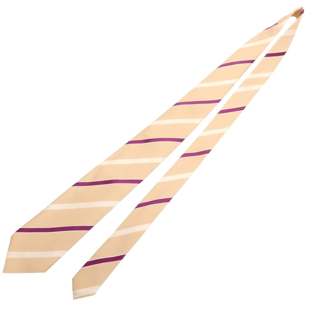 【中古】フランクリンミルズ FRANKLIN MILLS シルク ストライプ柄ネクタイ ライトオレンジxパープル【 状態ランクB 】【 メンズ 】