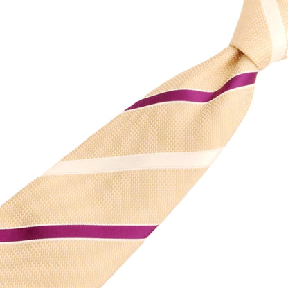 【中古】フランクリンミルズ FRANKLIN MILLS シルク ストライプ柄ネクタイ ライトオレンジxパープル【 状態ランクB 】【 メンズ 】