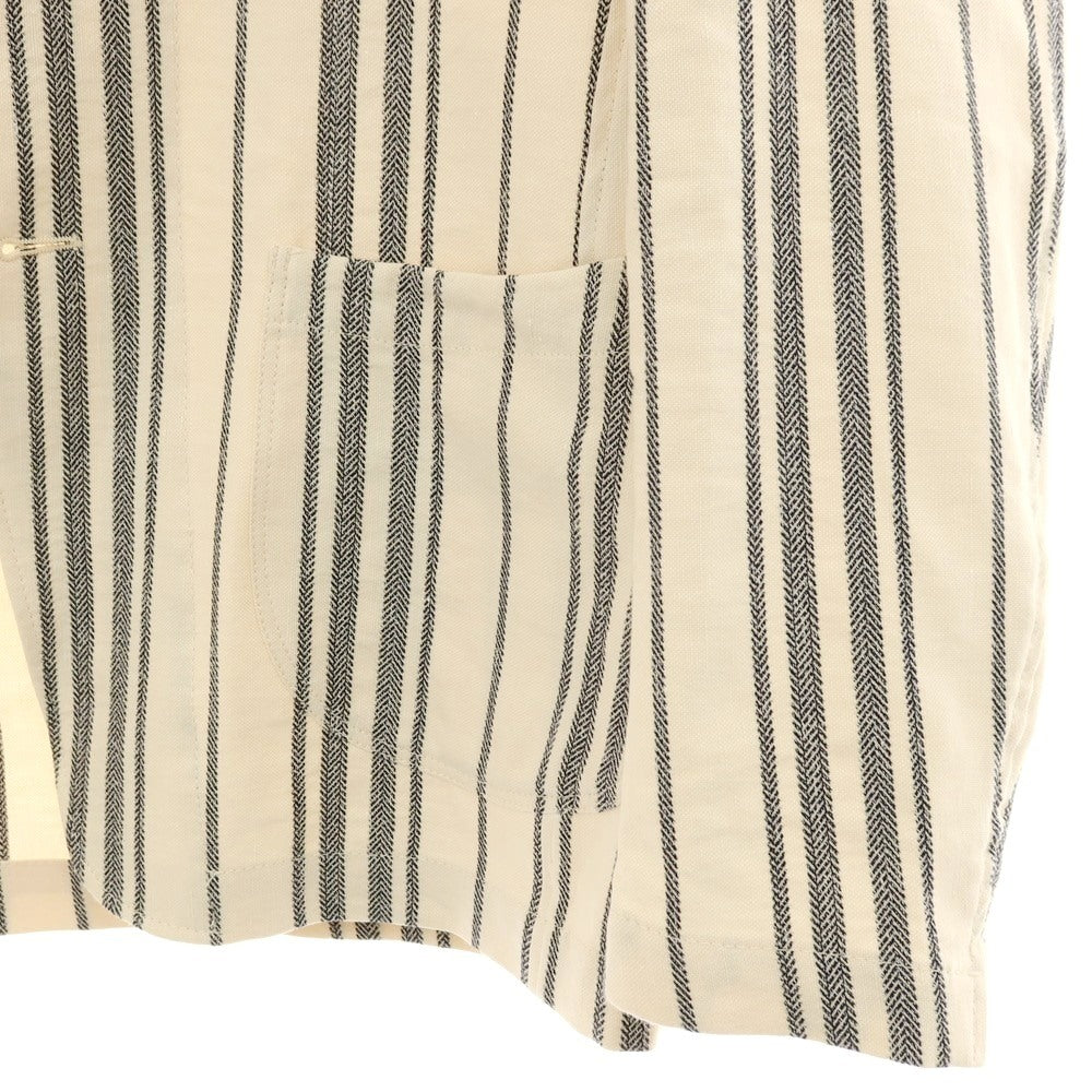 【中古】ラルディーニ LARDINI コットンリネン ストライプ 3B カジュアルジャケット アイボリーxネイビー【サイズ44】【 状態ランクB 】【 メンズ 】