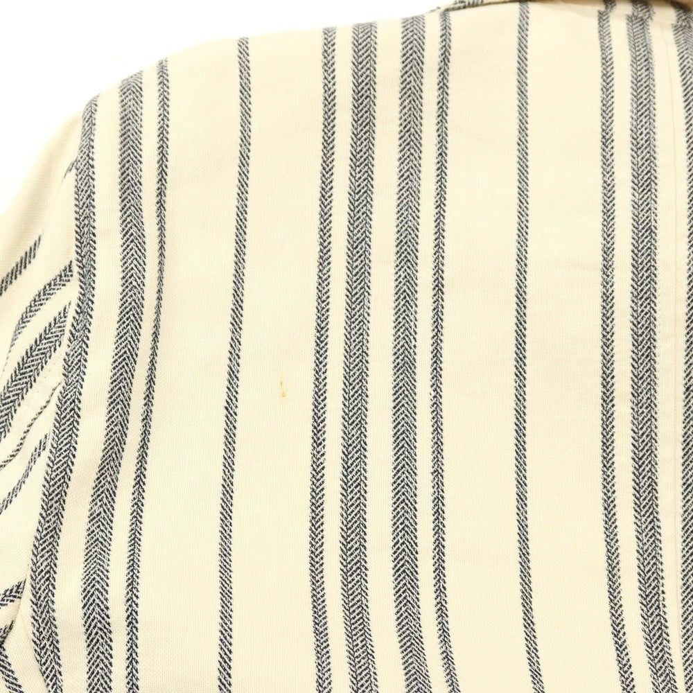 【中古】ラルディーニ LARDINI コットンリネン ストライプ 3B カジュアルジャケット アイボリーxネイビー【サイズ44】【 状態ランクB 】【 メンズ 】