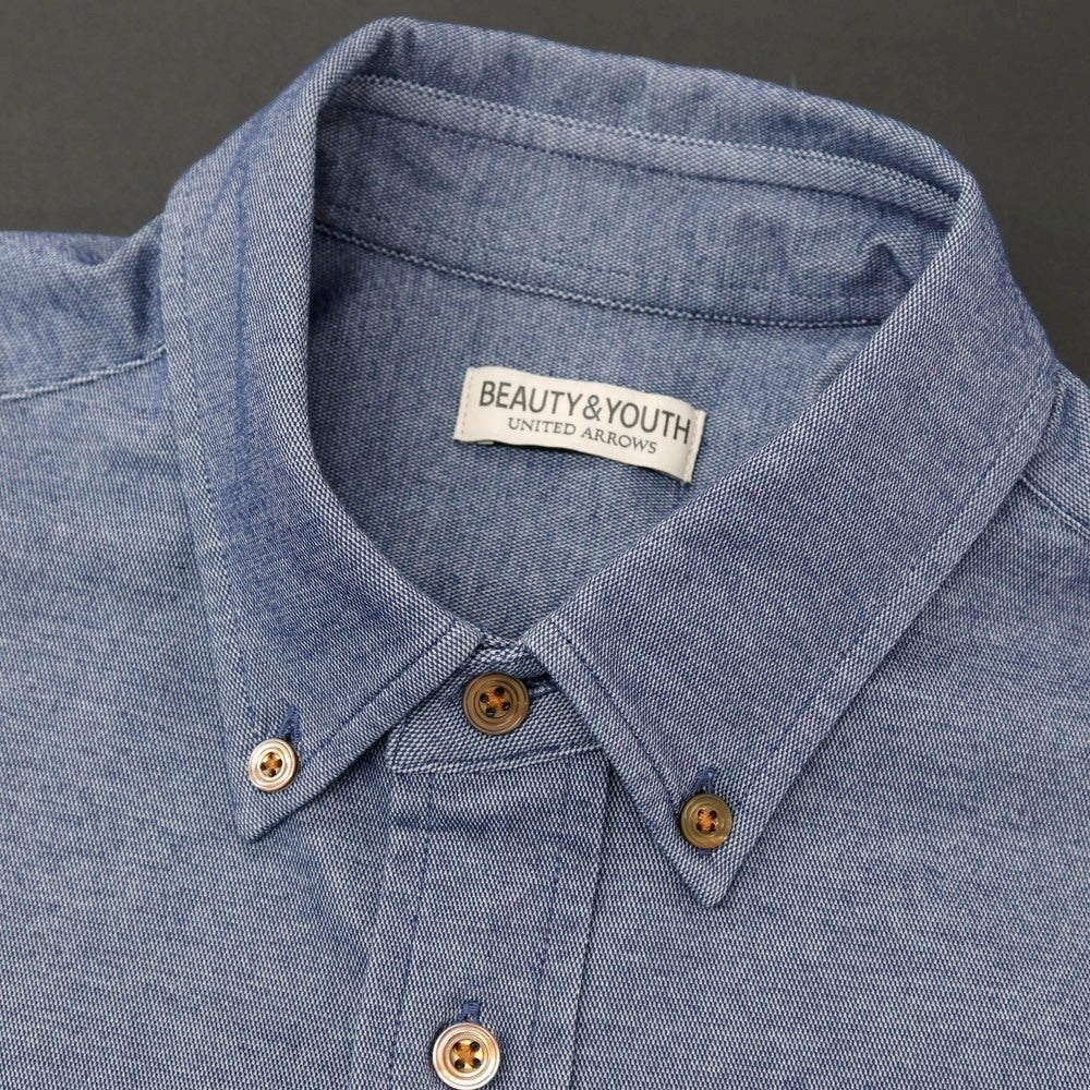 【中古】ビューティアンドユースユナイテッドアローズ BEAUTY&amp;YOUTH UNITED ARROWS コットンポリエステルポリウレタン ジャージー ボタンダウン 半袖シャツ ネイビー【サイズS】【 状態ランクB 】【 メンズ 】[DPD]