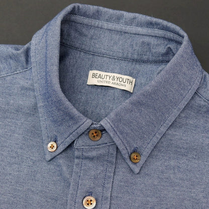 【中古】ビューティアンドユースユナイテッドアローズ BEAUTY&amp;YOUTH UNITED ARROWS コットンポリエステルポリウレタン ジャージー ボタンダウン 半袖シャツ ネイビー【サイズS】【 状態ランクB 】【 メンズ 】