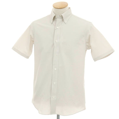 【中古】【未使用】ア デイ イン ザ ライフ ユナイテッドアローズ a day in the life united arrows ポリエステル シアサッカー ギンガムチェック ボタンダウン 半袖シャツ ライトグレーxホワイト【サイズS】【 状態ランクS 】【 メンズ 】