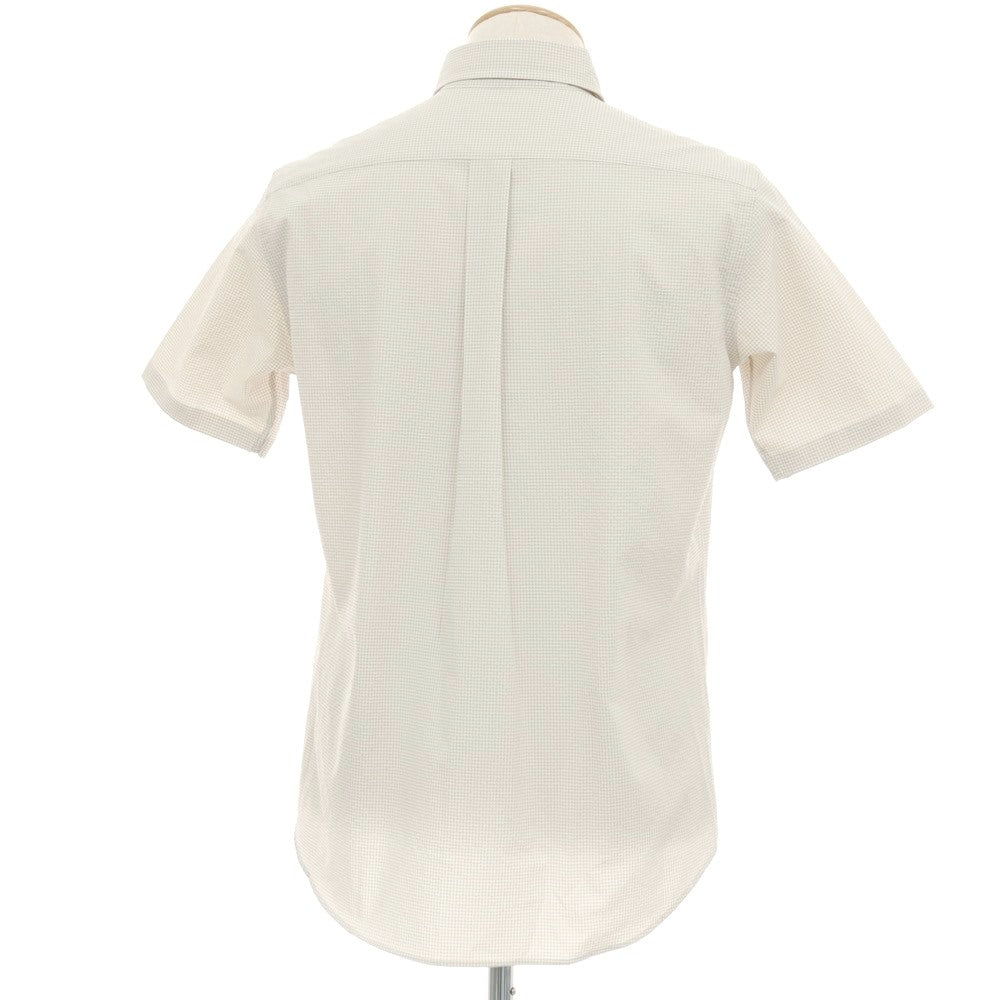 【中古】【未使用】ア デイ イン ザ ライフ ユナイテッドアローズ a day in the life united arrows ポリエステル シアサッカー ギンガムチェック ボタンダウン 半袖シャツ ライトグレーxホワイト【サイズS】【 状態ランクS 】【 メンズ 】